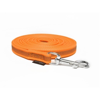 Mystique® Gummierte Schleppleine 15mm ohne Handschlaufe Standard Karabiner neon orange 7,5m