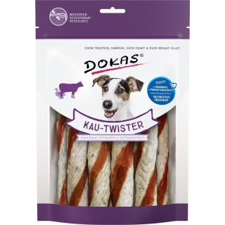 DOKAS - Kau-Twister Rinderhaut, Entenherz & Entenbrust (9 x 200g)