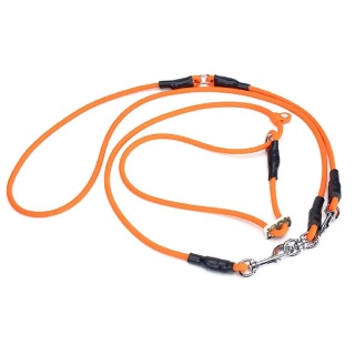Mystique® Biothane Hunting Profi Umhängeleine 8mm Moxon mit Zugbegrenzung neon orange M-295cm
