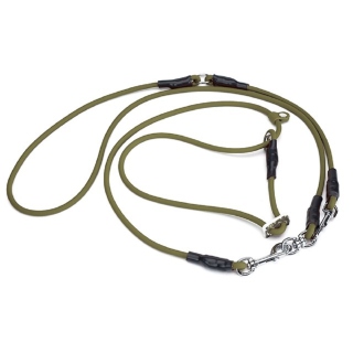 Mystique® Biothane Hunting Profi Umhängeleine 6mm Moxon mit Zugbegrenzung khaki M-295cm