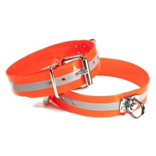 Mystique® Biothane Schweisshalsband 38mm reflex orange 40-50cm