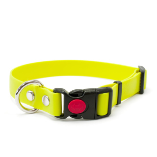 Mystique® Biothane Safety Klick Halsband 25mm 40-50cm neon gelb